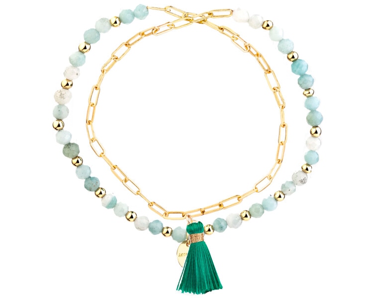 Gold-Plated Brass Bracelet with Amazonite