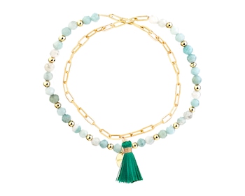 Gold-Plated Brass Bracelet with Amazonite