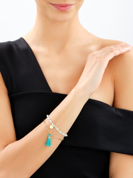 Gold-Plated Brass Bracelet with Amazonite