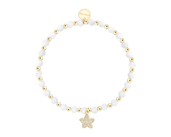 Gold-Plated Brass Bracelet with Moonstone