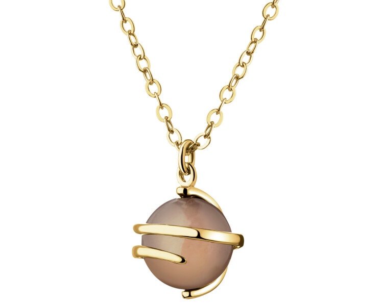 Gold-Plated Brass Necklace with Agate