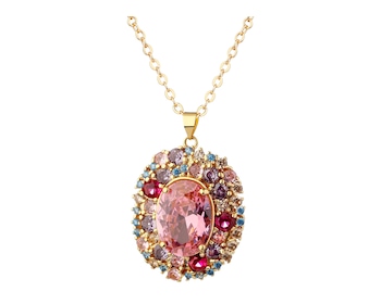 Gold-Plated Brass Necklace with Cubic Zirconia