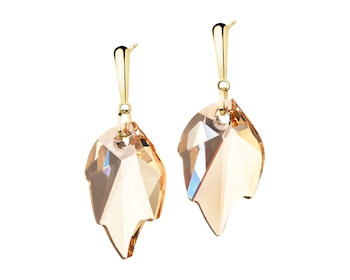 8 K Yellow Gold Dangling Earring with Synthetic Crystal