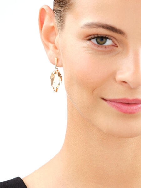 8 K Yellow Gold Dangling Earring with Synthetic Crystal