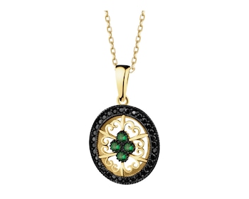 585 Yellow Gold/Black Rhodium Pendant with Cubic Zirconia