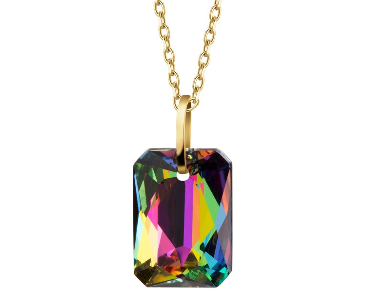 8 K Yellow Gold Pendant with Synthetic Crystal