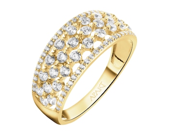 8 K Yellow Gold Band Ring with Cubic Zirconia