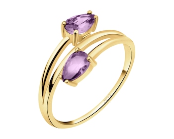 8 K Yellow Gold Ring with Synthetic Amethyst