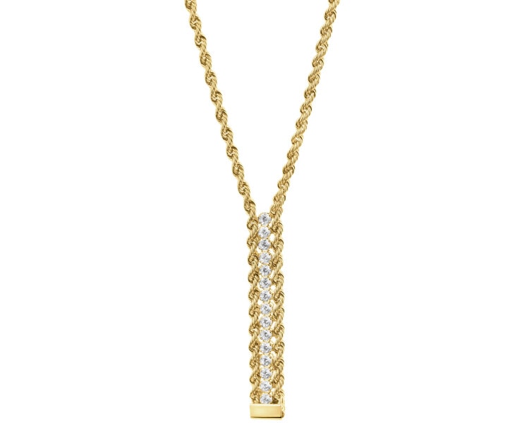 14 K Yellow Gold Necklace with Cubic Zirconia