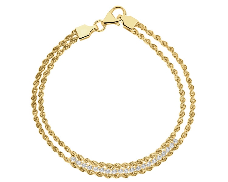 14 K Yellow Gold Bracelet with Cubic Zirconia