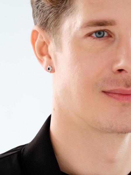 Rhodium Plated Silver Earring with Cubic Zirconia