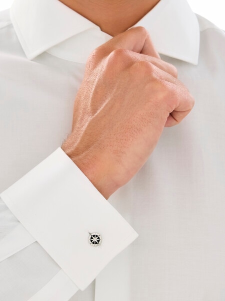 Rhodium Plated Silver Cufflink 