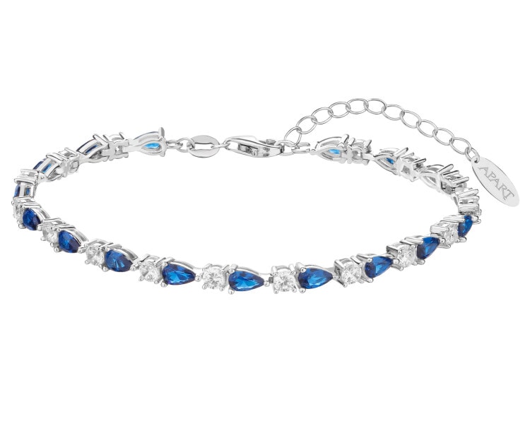 Rhodium Plated Silver Tennis Bracelet with Cubic Zirconia