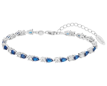 Rhodium Plated Silver Tennis Bracelet with Cubic Zirconia