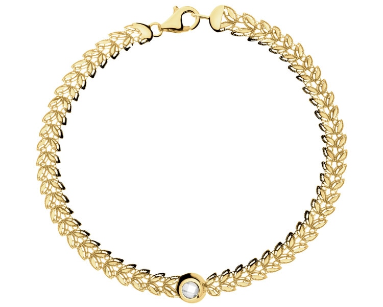 9 K Yellow Gold Bracelet with Cubic Zirconia