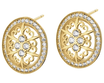 8 K Yellow Gold Earrings with Cubic Zirconia