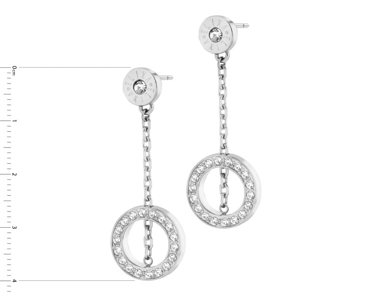 Stainless Steel Dangling Earring with Crystal