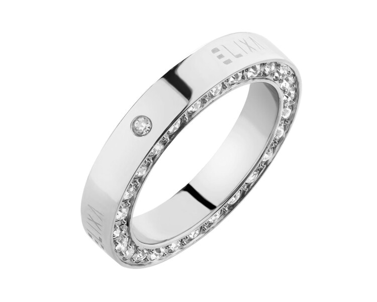 Stainless Steel Ring with Crystal