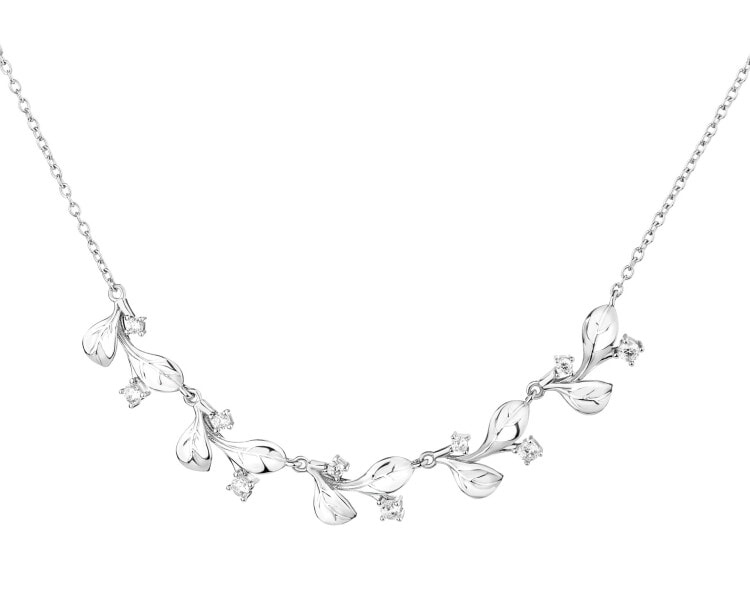 Rhodium Plated Silver Necklace with Cubic Zirconia