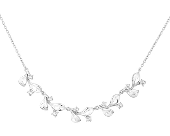 Rhodium Plated Silver Necklace with Cubic Zirconia