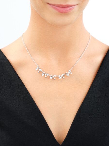 Rhodium Plated Silver Necklace with Cubic Zirconia