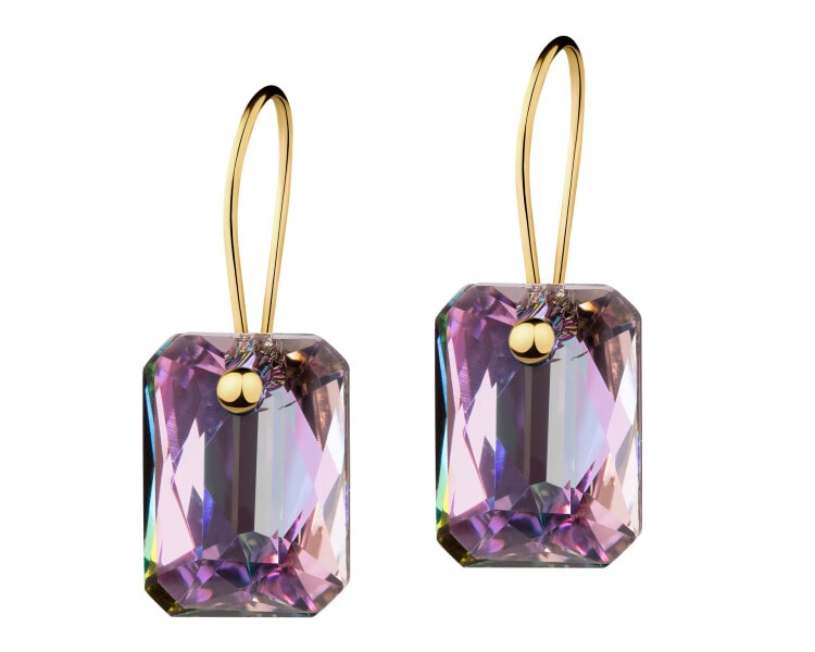 8 K Yellow Gold Dangling Earring with Synthetic Crystal