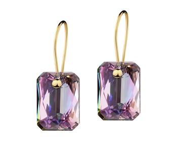 8 K Yellow Gold Dangling Earring with Synthetic Crystal