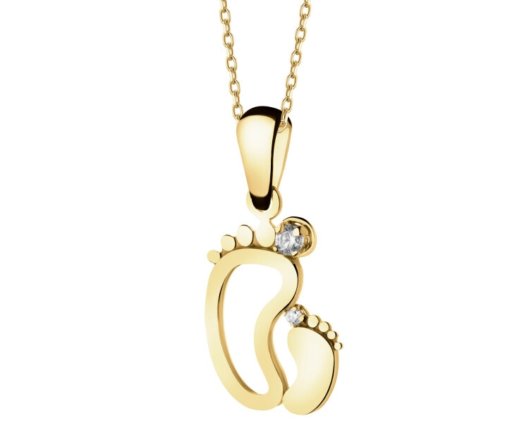 8 K Yellow Gold Pendant with Cubic Zirconia