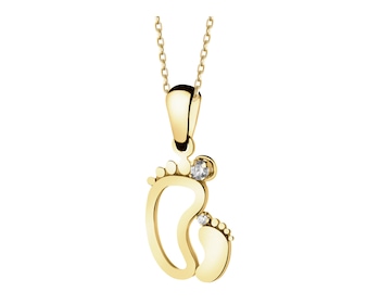 8 K Yellow Gold Pendant with Cubic Zirconia