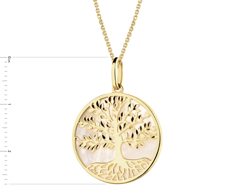 Złota zawieszka z masą perłową - drzewko