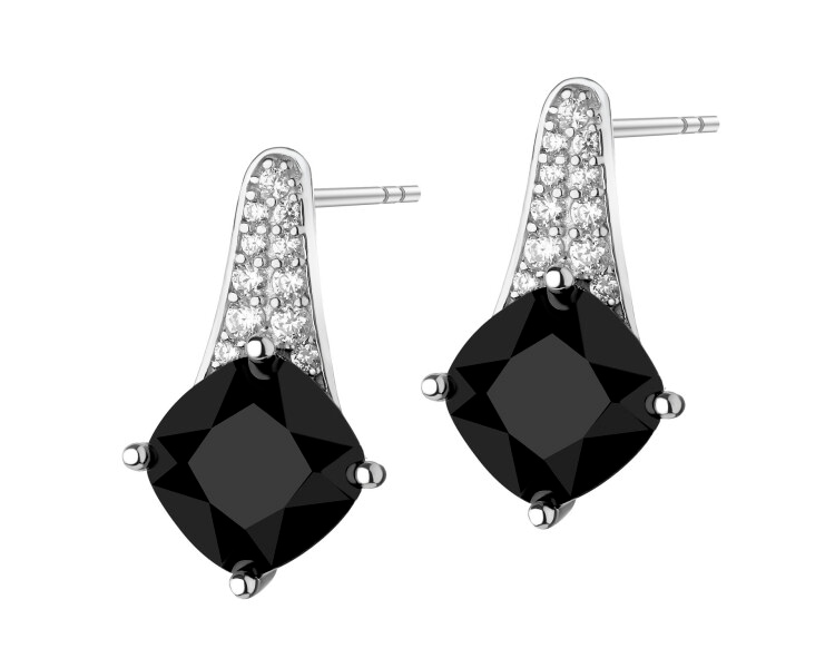 Rhodium Plated Silver Earrings with Cubic Zirconia