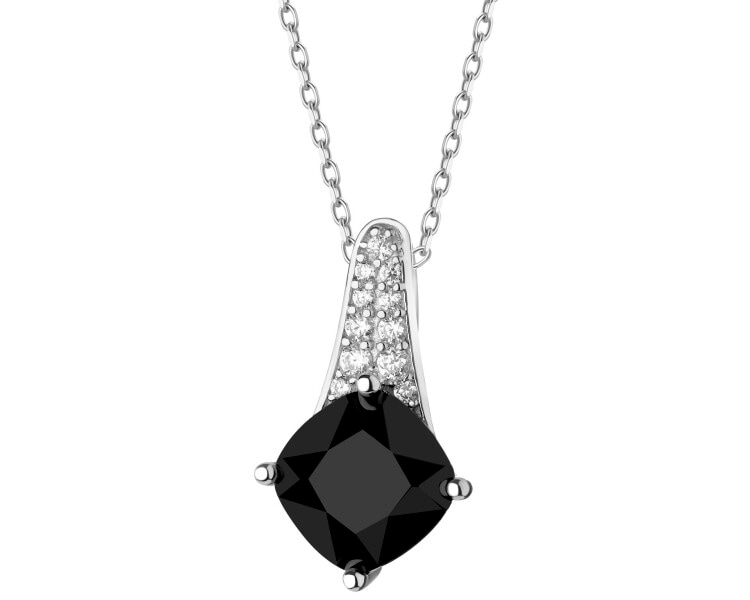 Rhodium Plated Silver Pendant with Cubic Zirconia