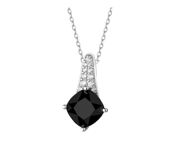 Rhodium Plated Silver Pendant with Cubic Zirconia