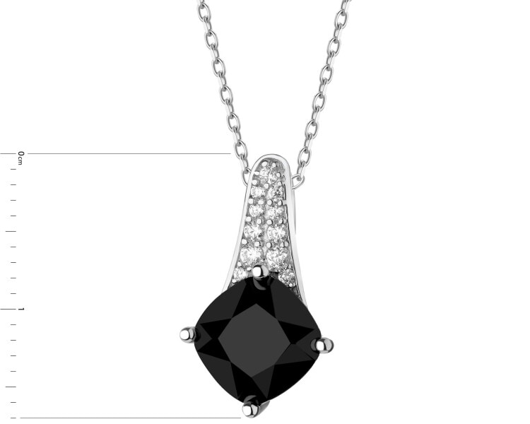 Rhodium Plated Silver Pendant with Cubic Zirconia