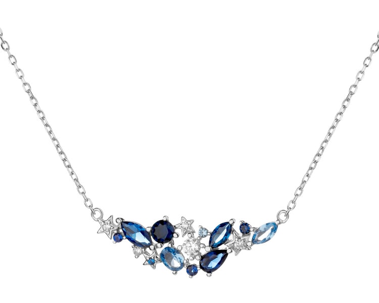 Rhodium Plated Silver Necklace with Cubic Zirconia