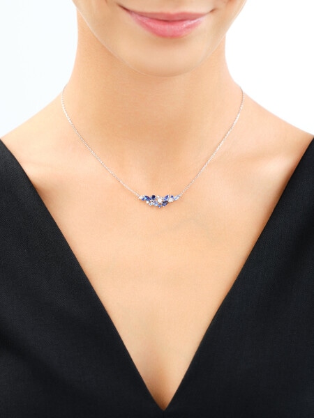 Rhodium Plated Silver Necklace with Cubic Zirconia