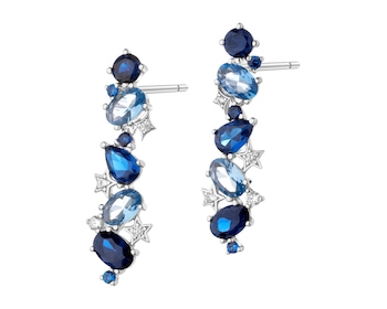 Rhodium Plated Silver Dangling Earring with Cubic Zirconia