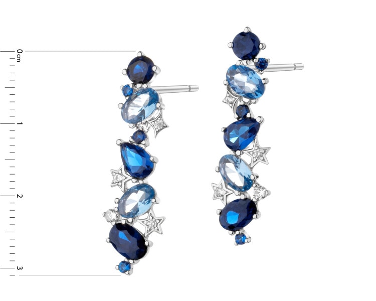 Rhodium Plated Silver Dangling Earring with Cubic Zirconia