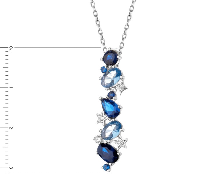 Rhodium Plated Silver Pendant with Cubic Zirconia