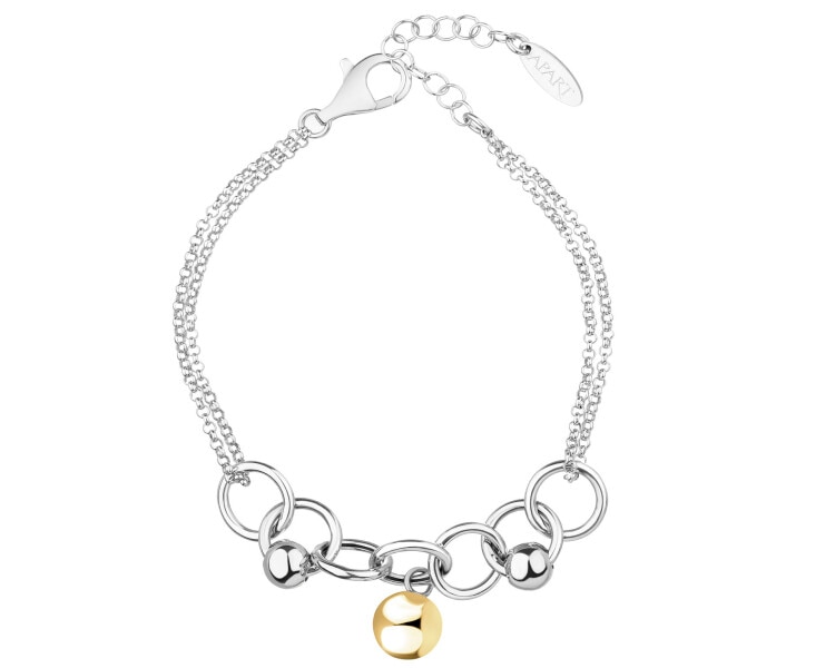 Rhodium-Plated Silver, Gold-Plated Silver Bracelet 