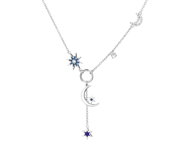 Rhodium Plated Silver Necklace with Cubic Zirconia