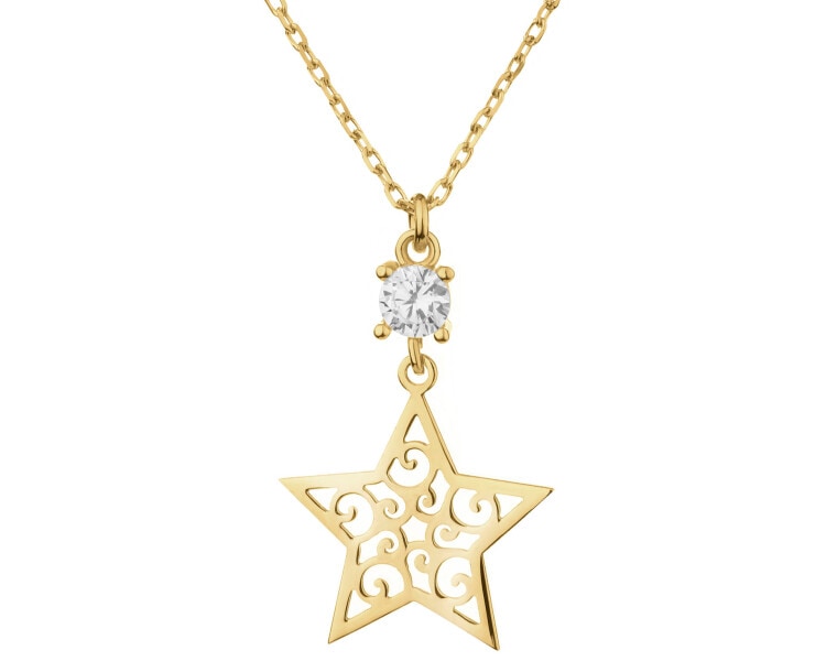 Gold-Plated Silver Necklace with Cubic Zirconia