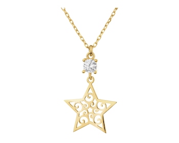 Gold-Plated Silver Necklace with Cubic Zirconia