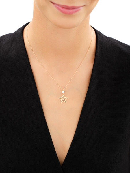 Gold-Plated Silver Necklace with Cubic Zirconia