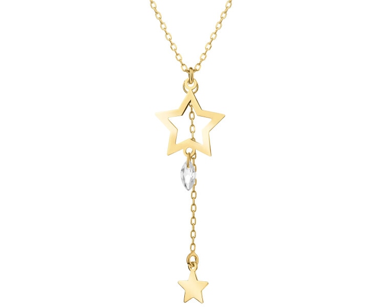 Gold-Plated Silver Necklace with Cubic Zirconia