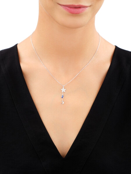 Rhodium Plated Silver Necklace with Cubic Zirconia