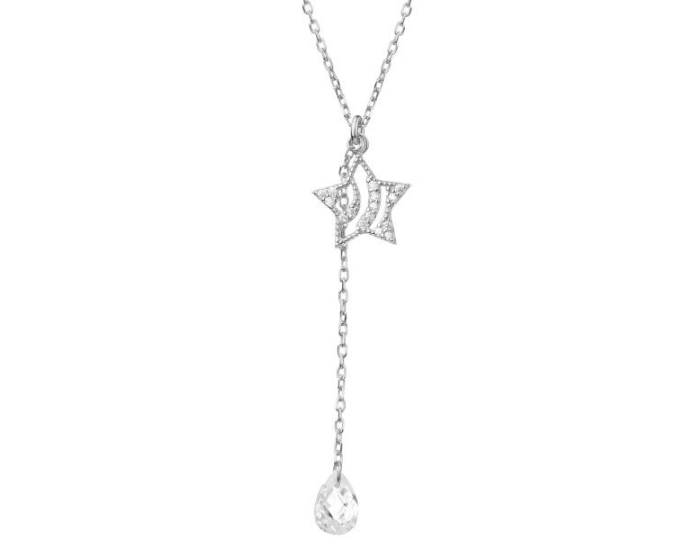 Rhodium Plated Silver Necklace with Cubic Zirconia