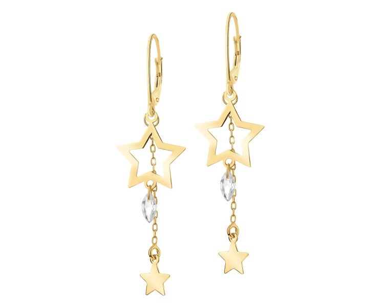 Gold-Plated Silver Dangling Earring with Cubic Zirconia