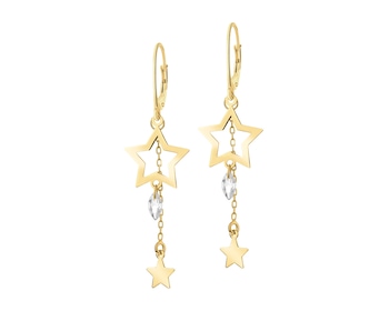 Gold-Plated Silver Dangling Earring with Cubic Zirconia