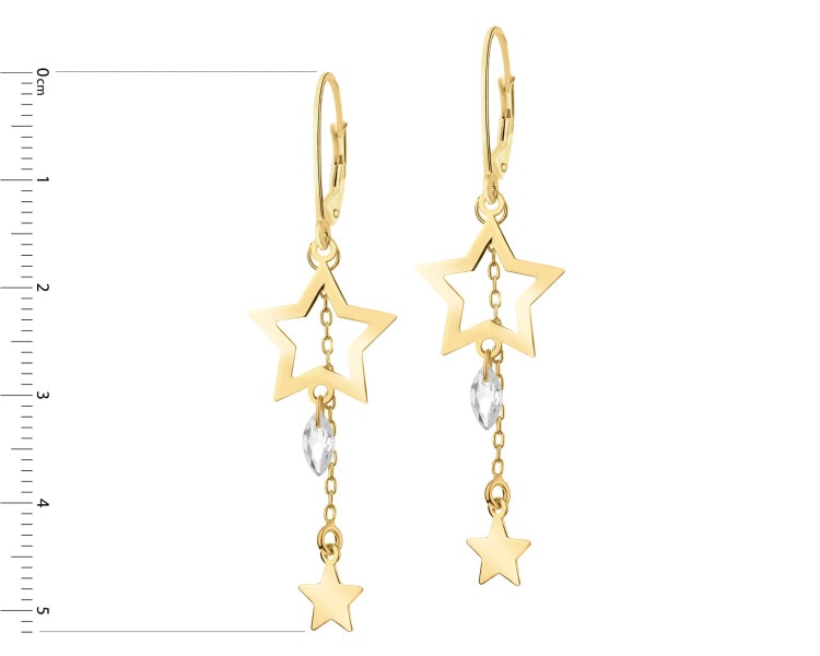 Gold-Plated Silver Dangling Earring with Cubic Zirconia